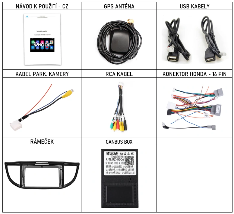 Bmode_CZ_Příslušenství pro 2DIN chytré autorádio Honda CR-V 12-16 evtech.cz